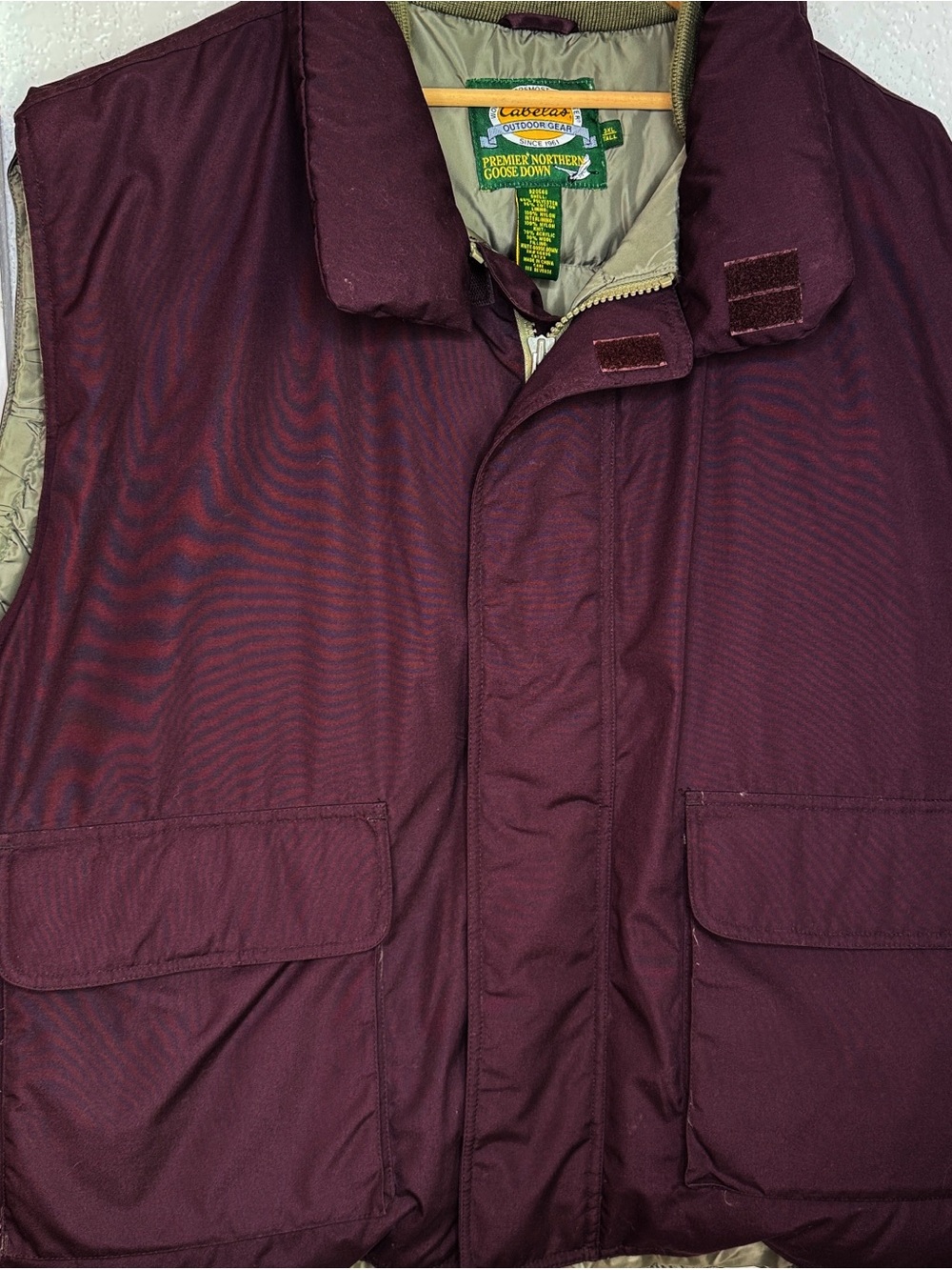 Cabela's Burgundy Goose Down Puffer Vest size 3XL Tall